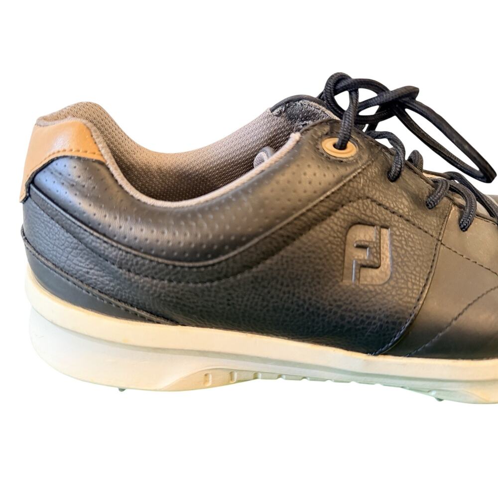 FootJoy Contour Mens 9.5 M Black Leather Spiked Golf Shoes Golfcore Country Club